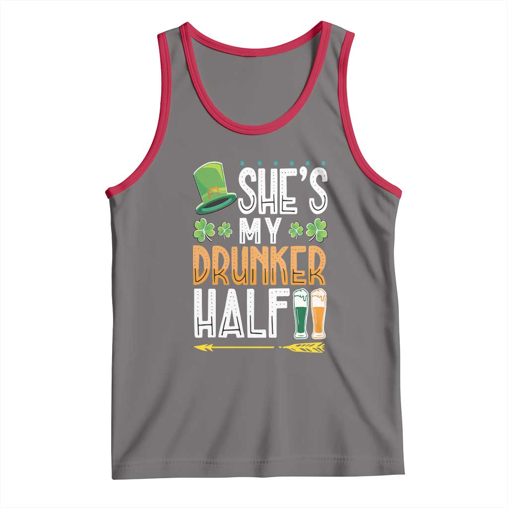 St Patrick's Day Couple Matching Tank Top She's My Drunker Half TS09 Deep Heather Red Print Your Wear