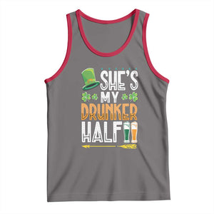 St Patrick's Day Couple Matching Tank Top She's My Drunker Half TS09 Deep Heather Red Print Your Wear