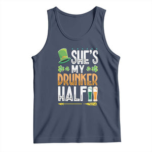 St Patrick's Day Couple Matching Tank Top She's My Drunker Half TS09 Navy Print Your Wear