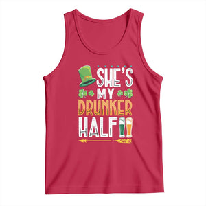 St Patrick's Day Couple Matching Tank Top She's My Drunker Half TS09 Red Print Your Wear