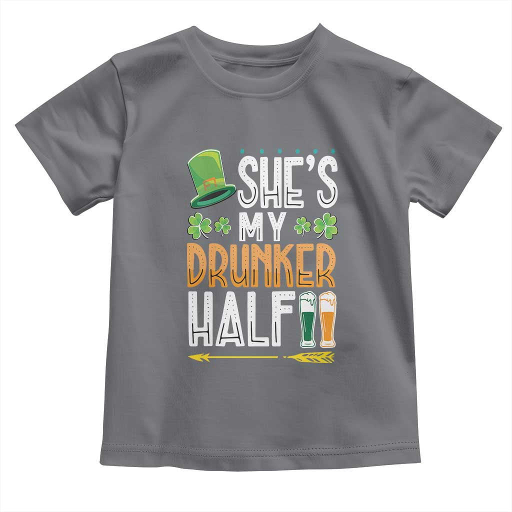 St Patrick's Day Couple Matching Toddler T Shirt She's My Drunker Half TS09 Charcoal Print Your Wear