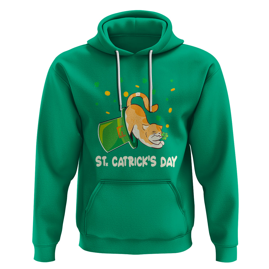 Happy Patrick's Day Cat Lover Hoodie St.Catrick's Lucky Cat Shamrock Hat TS09 Irish Green Printyourwear
