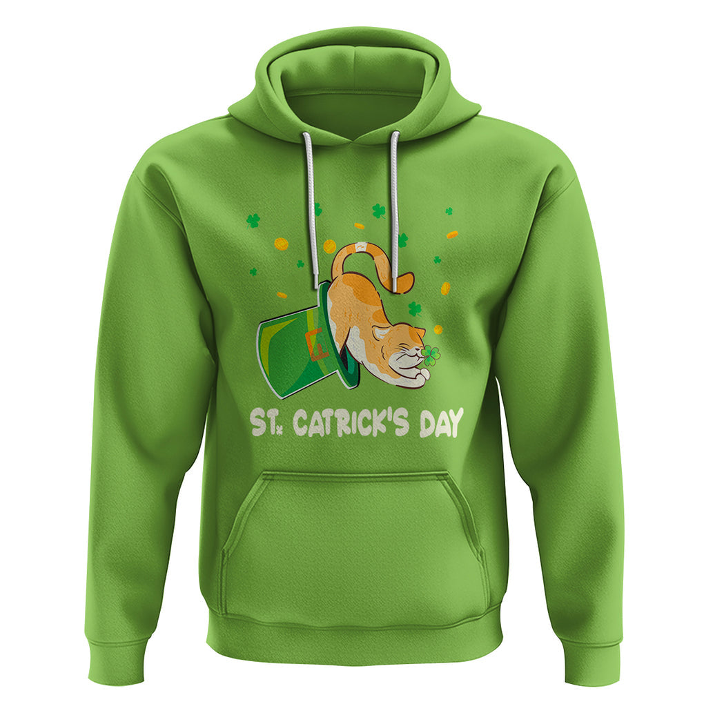 Happy Patrick's Day Cat Lover Hoodie St.Catrick's Lucky Cat Shamrock Hat TS09 Lime Printyourwear