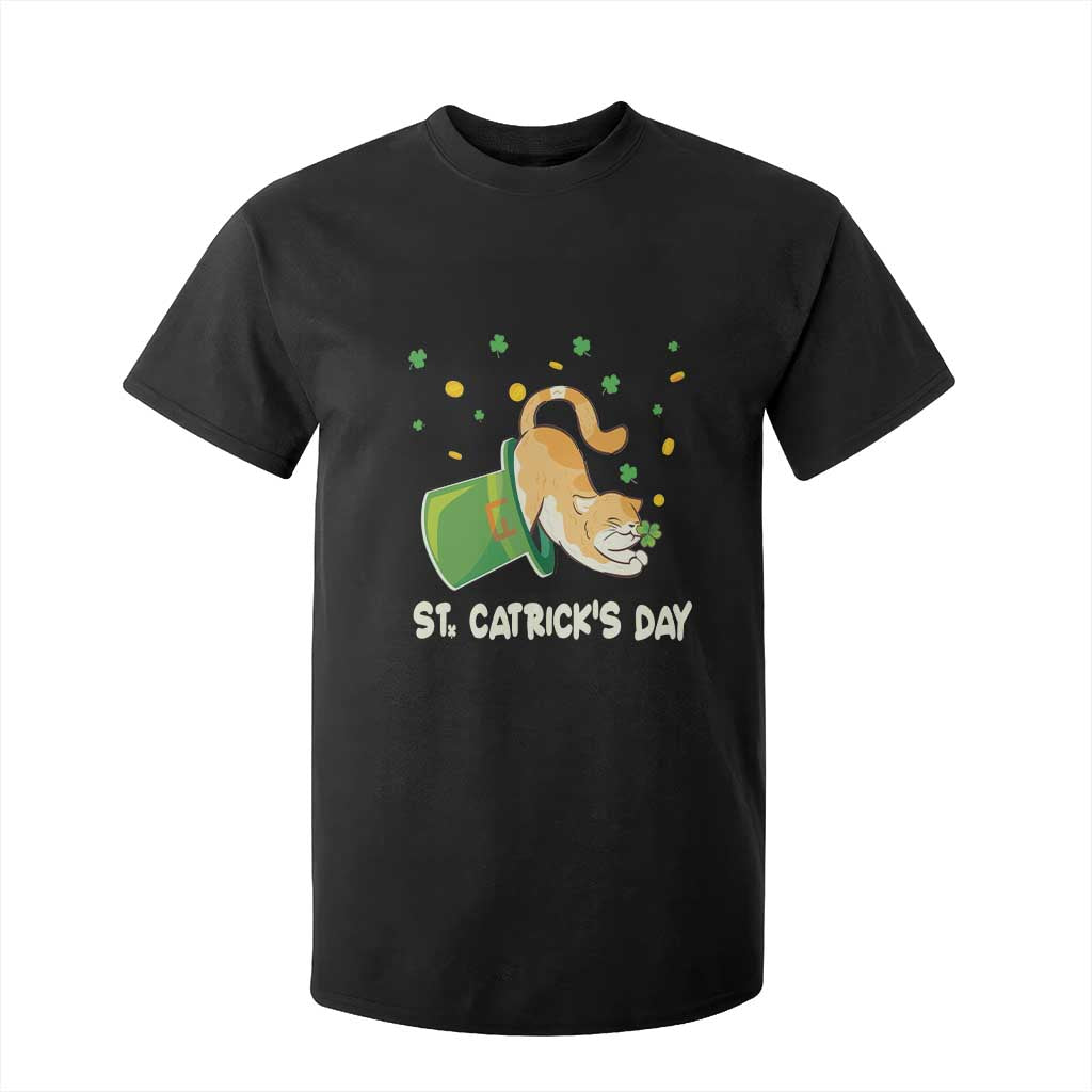St Patrick's Day T Shirt For Kid Happy St.Catrick's Lucky Cat Shamrock Hat TS09 Black Print Your Wear