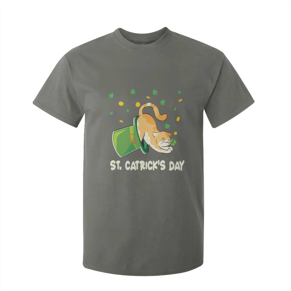 St Patrick's Day T Shirt For Kid Happy St.Catrick's Lucky Cat Shamrock Hat TS09 Military Green Print Your Wear
