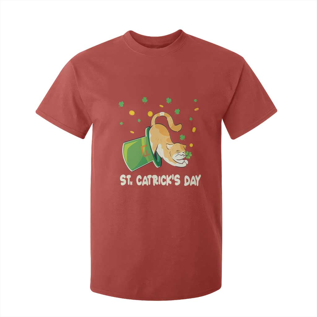 St Patrick's Day T Shirt For Kid Happy St.Catrick's Lucky Cat Shamrock Hat TS09 Red Print Your Wear