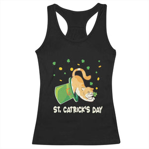 St Patrick's Day Racerback Tank Top Happy St.Catrick's Lucky Cat Shamrock Hat TS09 Black Print Your Wear