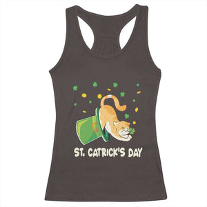St Patrick's Day Racerback Tank Top Happy St.Catrick's Lucky Cat Shamrock Hat TS09 Dark Chocolate Print Your Wear