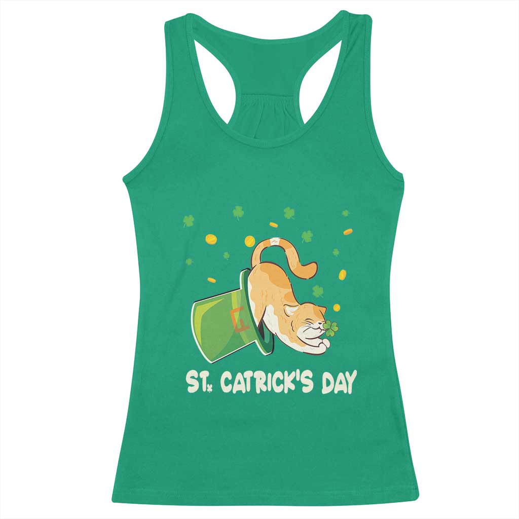 St Patrick's Day Racerback Tank Top Happy St.Catrick's Lucky Cat Shamrock Hat TS09 Irish Green Print Your Wear