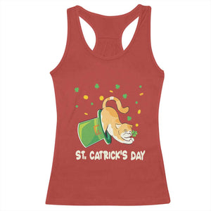 St Patrick's Day Racerback Tank Top Happy St.Catrick's Lucky Cat Shamrock Hat TS09 Red Print Your Wear