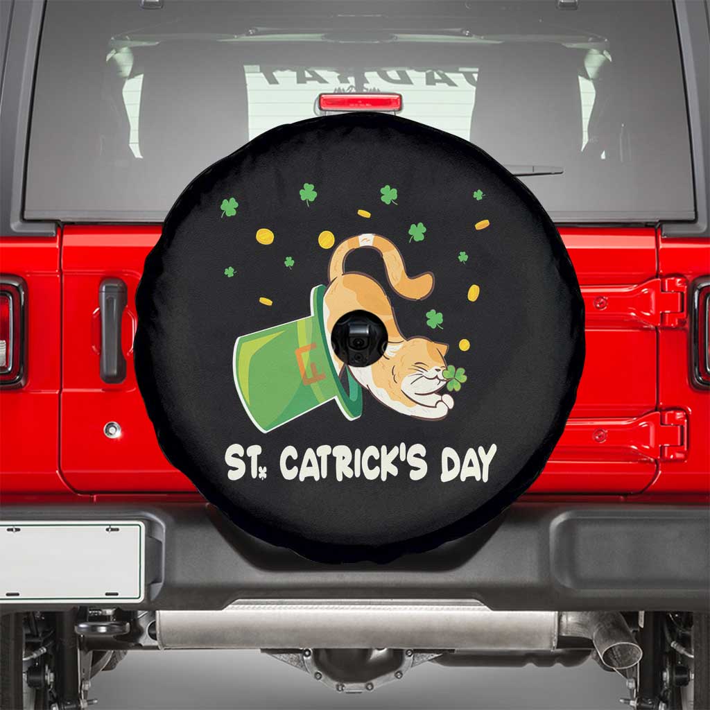 St Patrick's Day Spare Tire Cover Happy St.Catrick's Lucky Cat Shamrock Hat TS09 Black Print Your Wear