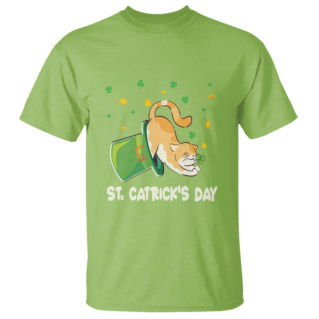 Happy Patrick's Day Cat Lover T Shirt St.Catrick's Lucky Cat Shamrock Hat TS09 Lime Printyourwear