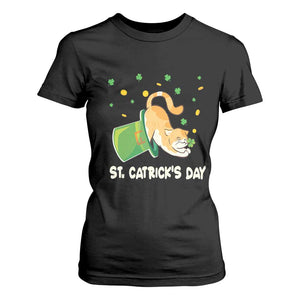 St Patrick's Day T Shirt For Women Happy St.Catrick's Lucky Cat Shamrock Hat TS09 Black Print Your Wear