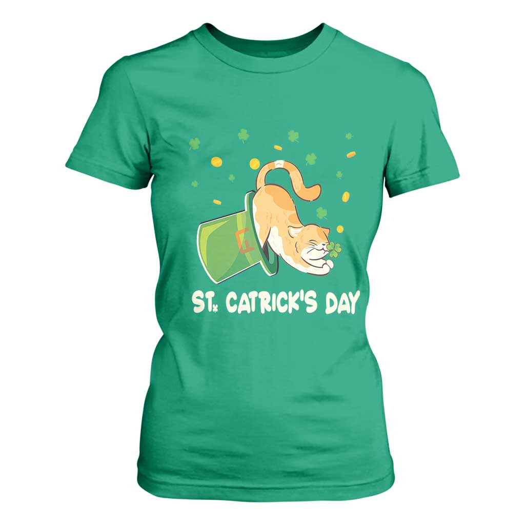 St Patrick's Day T Shirt For Women Happy St.Catrick's Lucky Cat Shamrock Hat TS09 Irish Green Print Your Wear