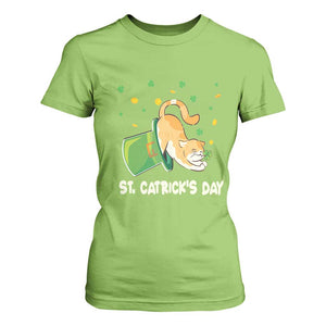 St Patrick's Day T Shirt For Women Happy St.Catrick's Lucky Cat Shamrock Hat TS09 Lime Print Your Wear