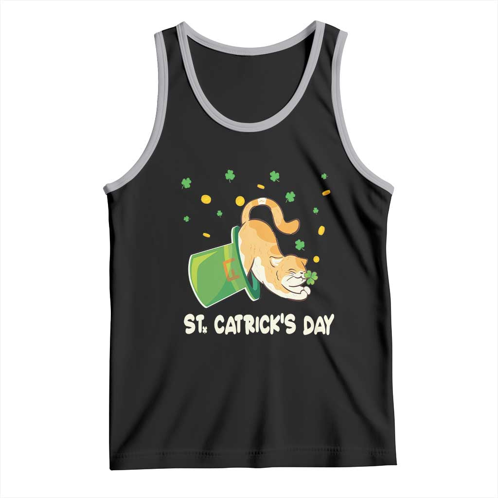 St Patrick's Day Tank Top Happy St.Catrick's Lucky Cat Shamrock Hat TS09 Black Athletic Heather Print Your Wear