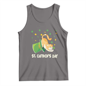 St Patrick's Day Tank Top Happy St.Catrick's Lucky Cat Shamrock Hat TS09 Deep Heather Print Your Wear