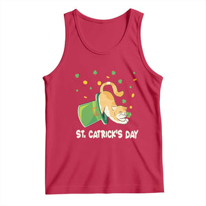 St Patrick's Day Tank Top Happy St.Catrick's Lucky Cat Shamrock Hat TS09 Red Print Your Wear