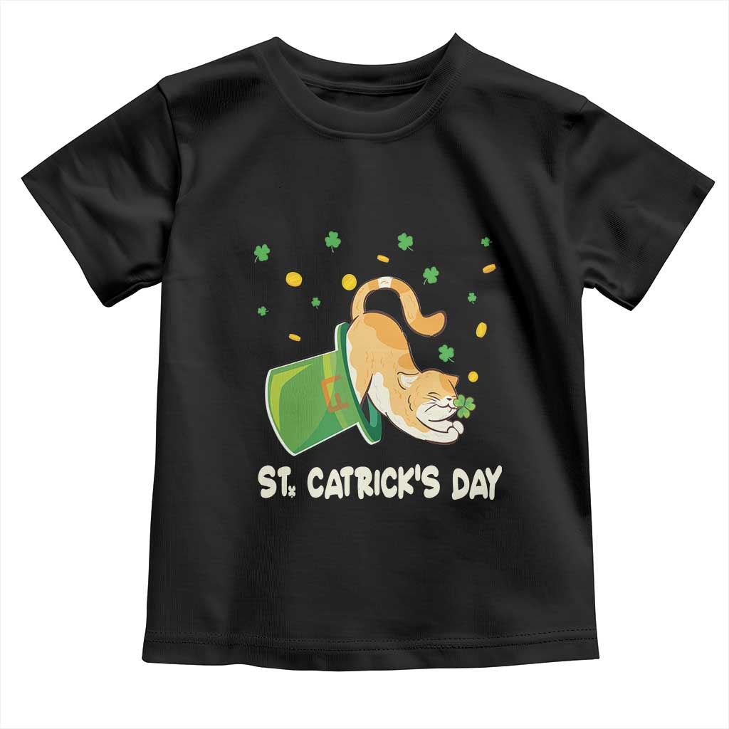 St Patrick's Day Toddler T Shirt Happy St.Catrick's Lucky Cat Shamrock Hat TS09 Black Print Your Wear