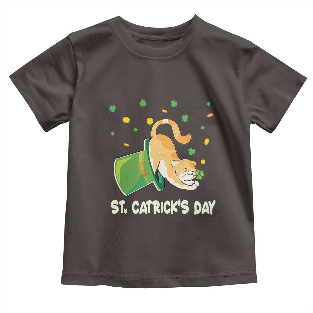 St Patrick's Day Toddler T Shirt Happy St.Catrick's Lucky Cat Shamrock Hat TS09 Dark Chocolate Print Your Wear