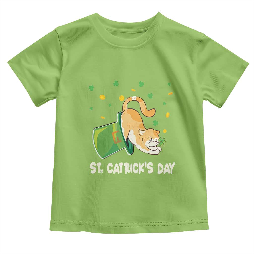 St Patrick's Day Toddler T Shirt Happy St.Catrick's Lucky Cat Shamrock Hat TS09 Lime Print Your Wear