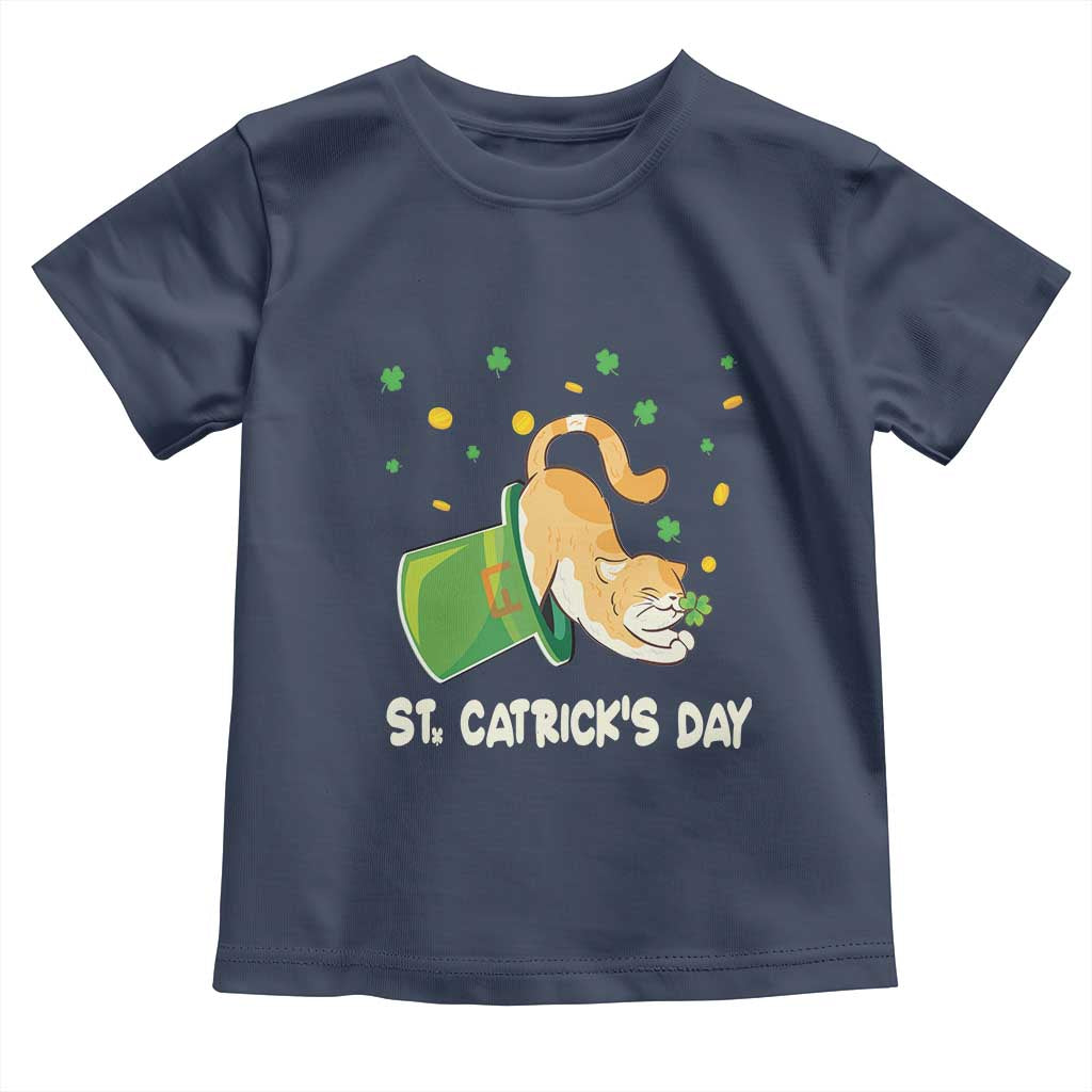 St Patrick's Day Toddler T Shirt Happy St.Catrick's Lucky Cat Shamrock Hat TS09 Navy Print Your Wear