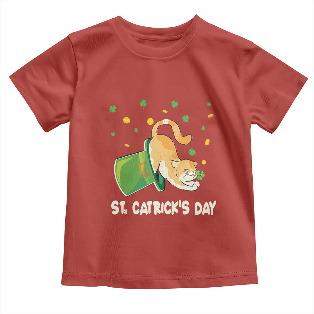 St Patrick's Day Toddler T Shirt Happy St.Catrick's Lucky Cat Shamrock Hat TS09 Red Print Your Wear