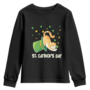 St Patrick's Day Youth Sweatshirt Happy St.Catrick's Lucky Cat Shamrock Hat TS09 Black Print Your Wear