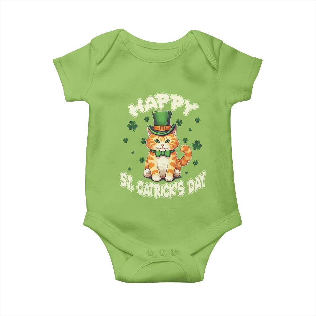 St Patrick's Day Baby Onesie Happy St.Catrick's Lucky Cat Shamrock Cute Kitty TS09 Lime Print Your Wear