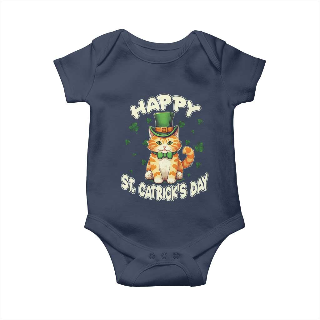 St Patrick's Day Baby Onesie Happy St.Catrick's Lucky Cat Shamrock Cute Kitty TS09 Navy Print Your Wear