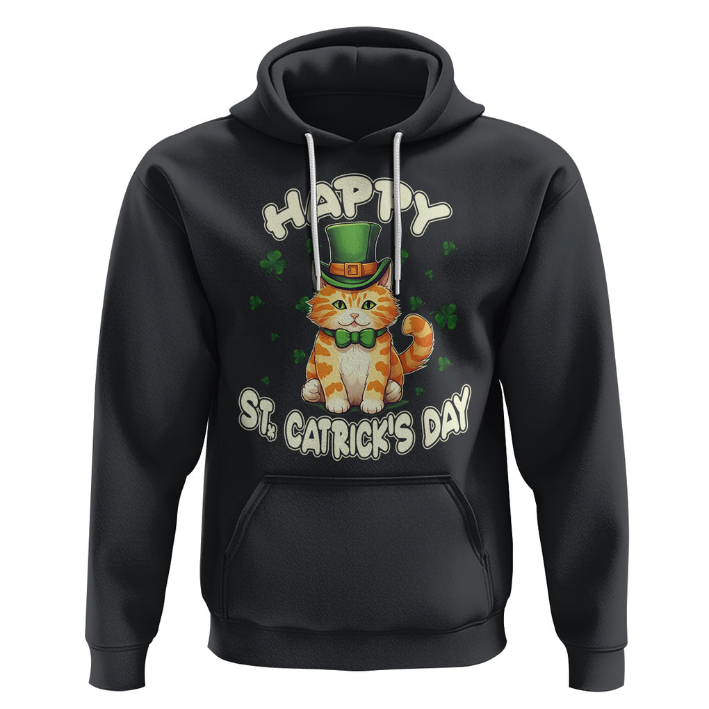 St.Patrick's Day Cat Lover Hoodie Happy St.Catrick's Lucky Cat Shamrock Cute Kitty TS09 Black Printyourwear