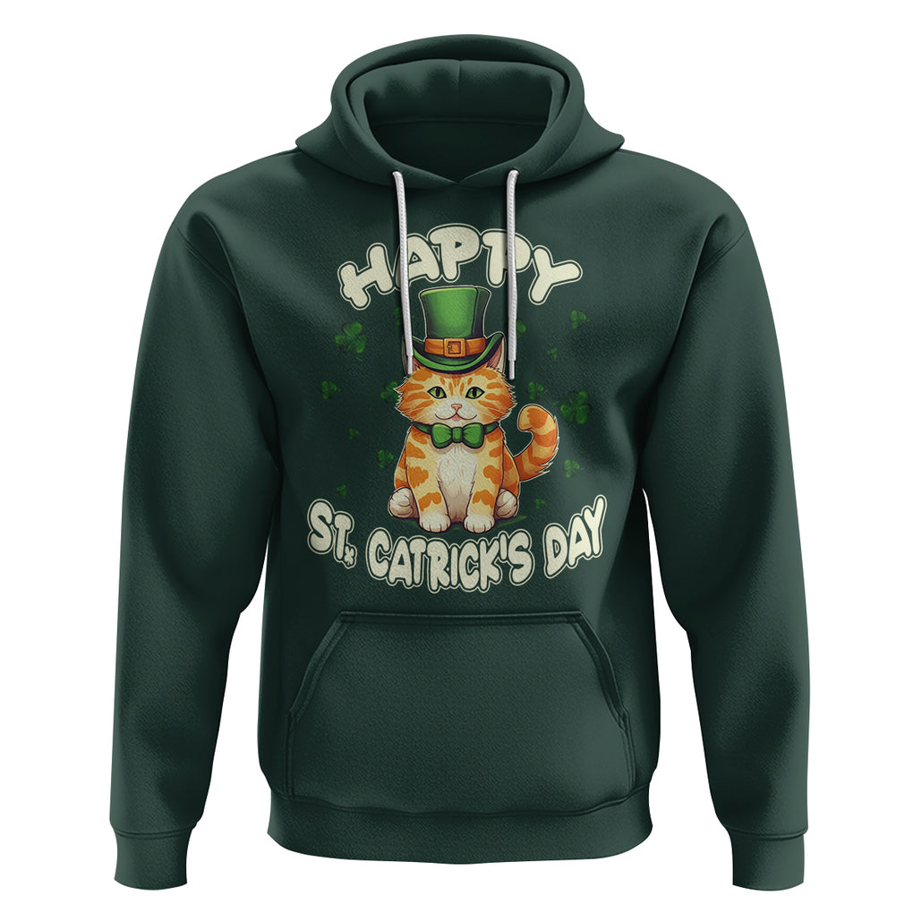 St.Patrick's Day Cat Lover Hoodie Happy St.Catrick's Lucky Cat Shamrock Cute Kitty TS09 Dark Forest Green Printyourwear