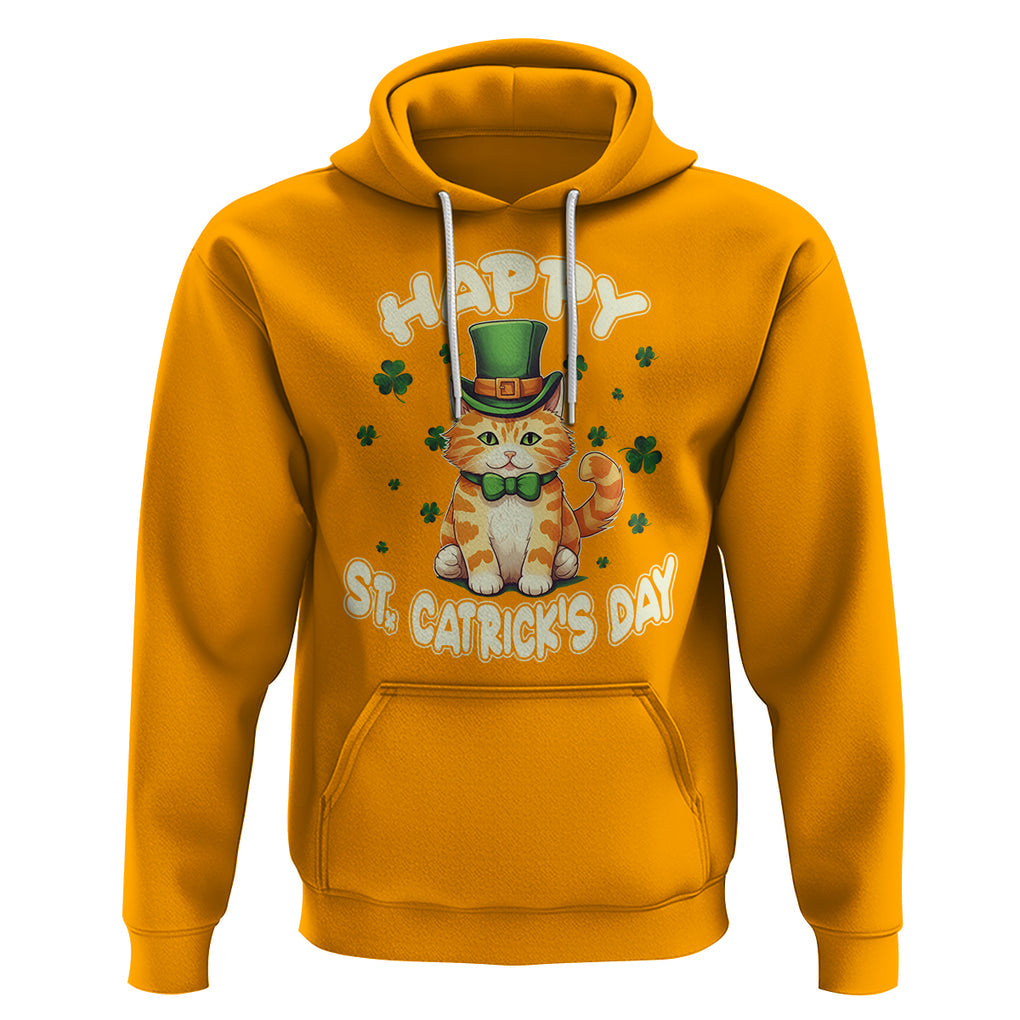 St.Patrick's Day Cat Lover Hoodie Happy St.Catrick's Lucky Cat Shamrock Cute Kitty TS09 Gold Printyourwear