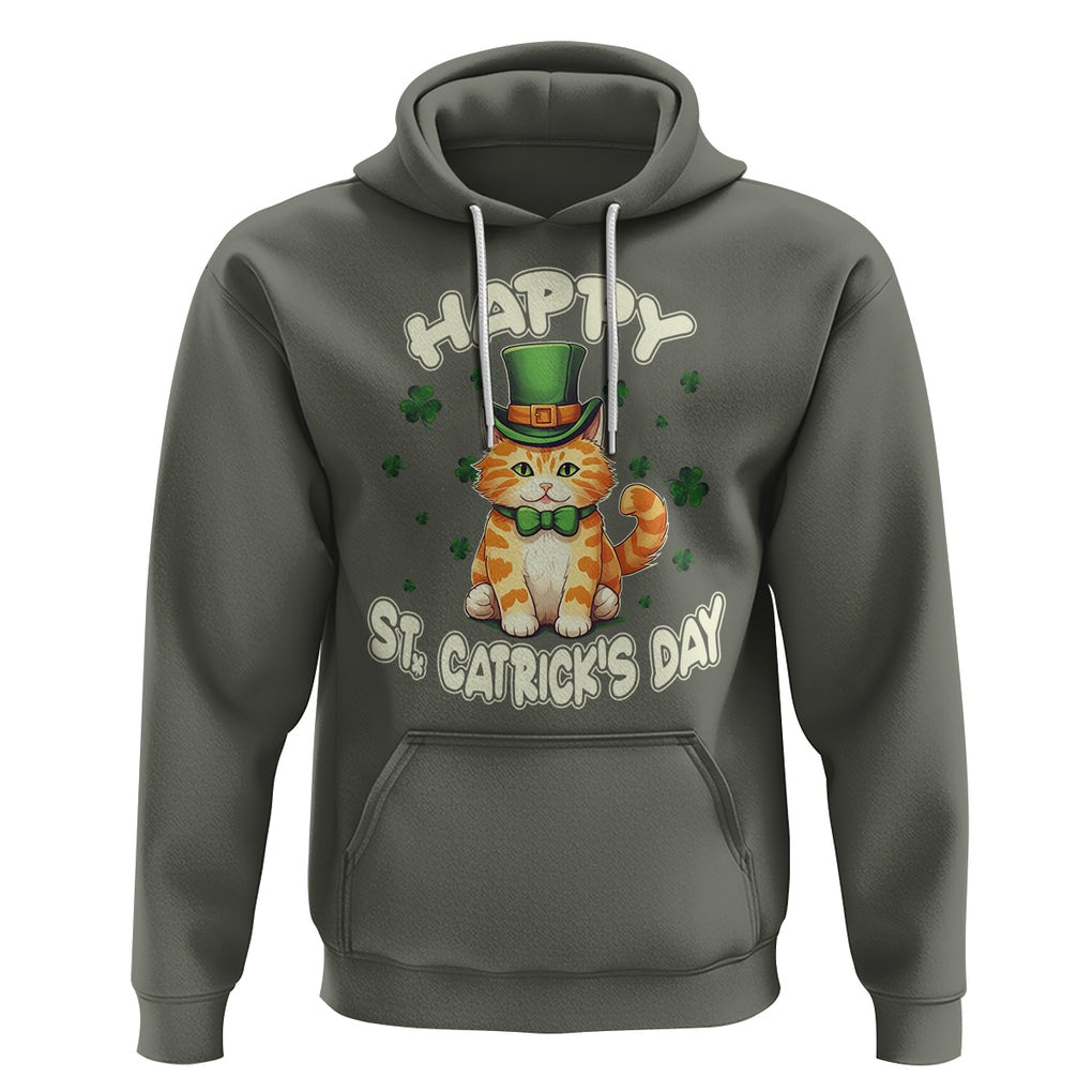 St.Patrick's Day Cat Lover Hoodie Happy St.Catrick's Lucky Cat Shamrock Cute Kitty TS09 Military Green Printyourwear