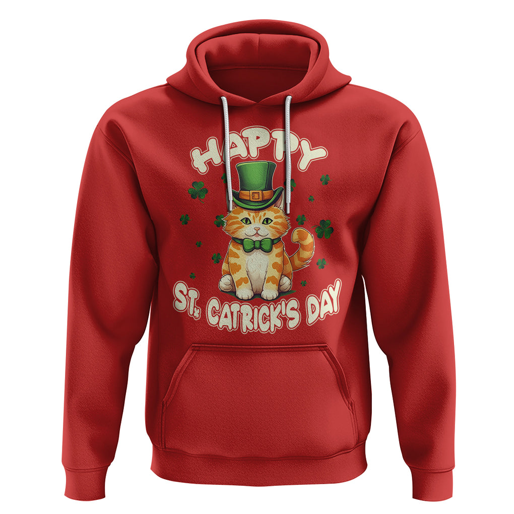 St.Patrick's Day Cat Lover Hoodie Happy St.Catrick's Lucky Cat Shamrock Cute Kitty TS09 Red Printyourwear