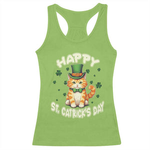 St Patrick's Day Racerback Tank Top Happy St.Catrick's Lucky Cat Shamrock Cute Kitty TS09 Lime Print Your Wear