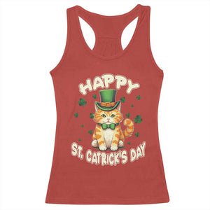 St Patrick's Day Racerback Tank Top Happy St.Catrick's Lucky Cat Shamrock Cute Kitty TS09 Red Print Your Wear