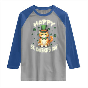 St Patrick's Day Raglan Shirt Happy St.Catrick's Lucky Cat Shamrock Cute Kitty TS09 Sport Gray Royal Print Your Wear
