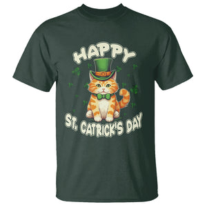 St.Patrick's Day Cat Lover T Shirt Happy St.Catrick's Lucky Cat Shamrock Cute Kitty TS09 Dark Forest Green Printyourwear