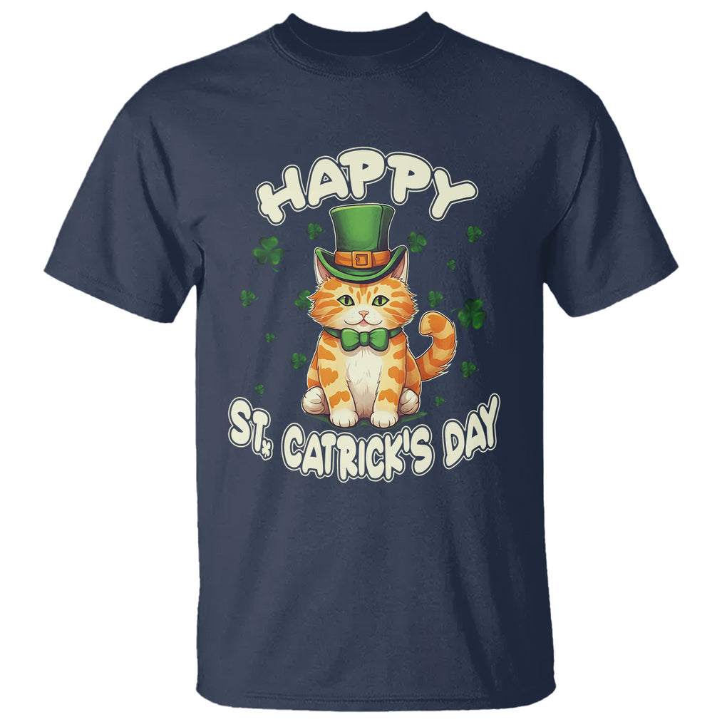 St.Patrick's Day Cat Lover T Shirt Happy St.Catrick's Lucky Cat Shamrock Cute Kitty TS09 Navy Printyourwear