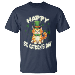 St.Patrick's Day Cat Lover T Shirt Happy St.Catrick's Lucky Cat Shamrock Cute Kitty TS09 Navy Printyourwear