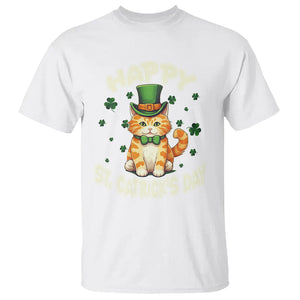 St.Patrick's Day Cat Lover T Shirt Happy St.Catrick's Lucky Cat Shamrock Cute Kitty TS09 White Printyourwear