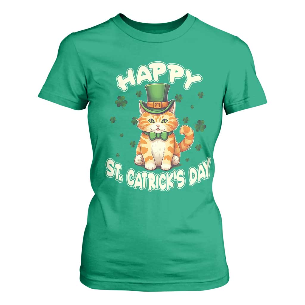 St Patrick's Day T Shirt For Women Happy St.Catrick's Lucky Cat Shamrock Cute Kitty TS09 Irish Green Print Your Wear