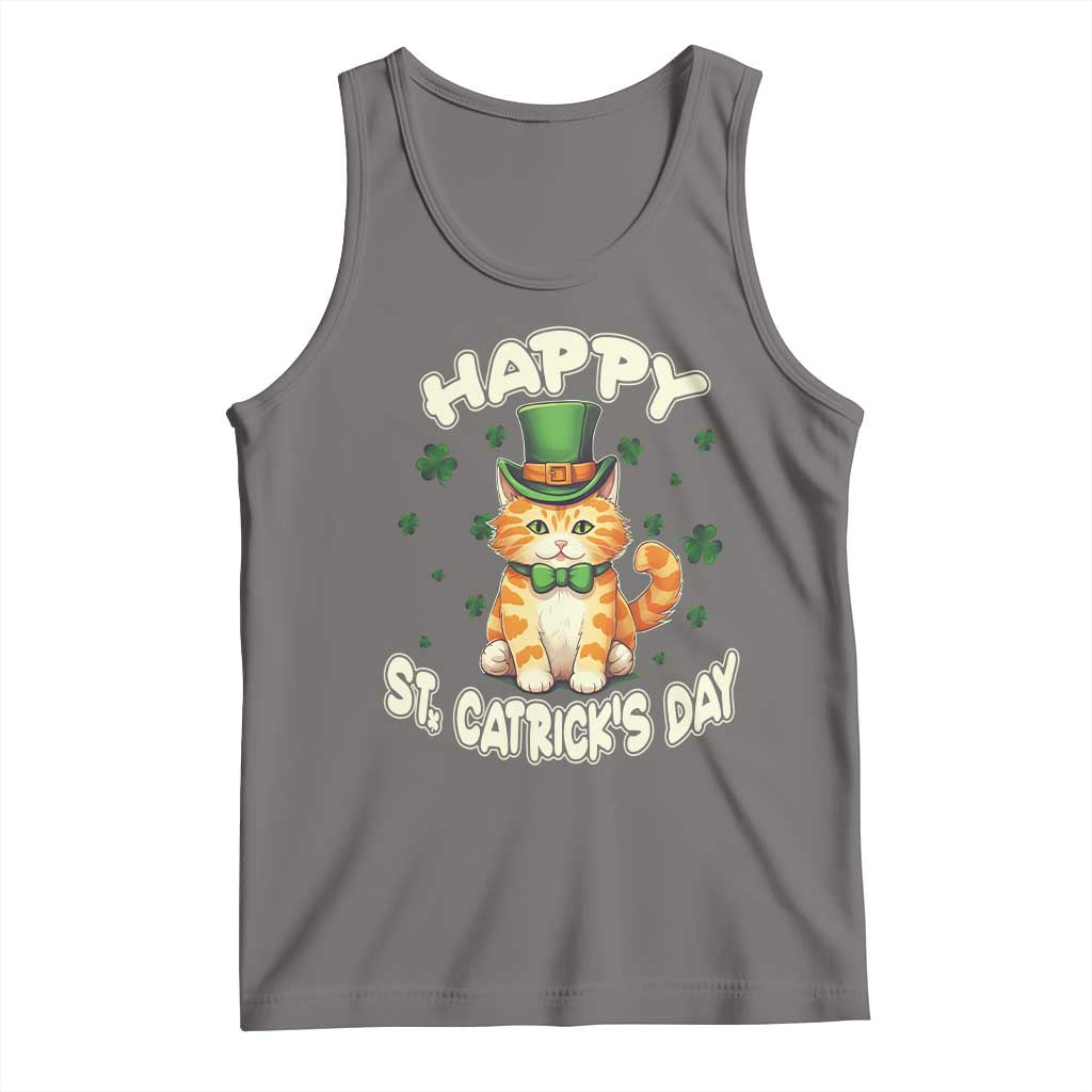 St Patrick's Day Tank Top Happy St.Catrick's Lucky Cat Shamrock Cute Kitty TS09 Deep Heather Print Your Wear