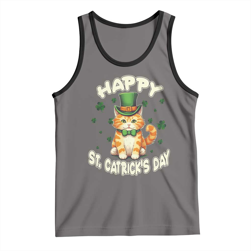 St Patrick's Day Tank Top Happy St.Catrick's Lucky Cat Shamrock Cute Kitty TS09 Deep Heather Black Print Your Wear