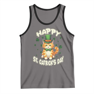 St Patrick's Day Tank Top Happy St.Catrick's Lucky Cat Shamrock Cute Kitty TS09 Deep Heather Black Print Your Wear