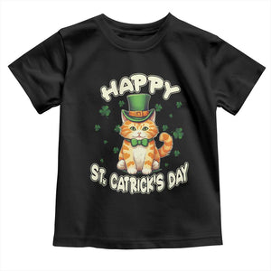 St Patrick's Day Toddler T Shirt Happy St.Catrick's Lucky Cat Shamrock Cute Kitty TS09 Black Print Your Wear