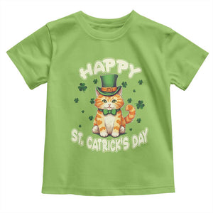 St Patrick's Day Toddler T Shirt Happy St.Catrick's Lucky Cat Shamrock Cute Kitty TS09 Lime Print Your Wear