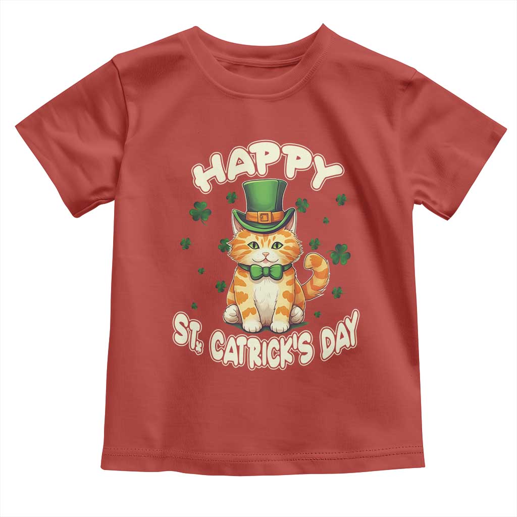 St Patrick's Day Toddler T Shirt Happy St.Catrick's Lucky Cat Shamrock Cute Kitty TS09 Red Print Your Wear