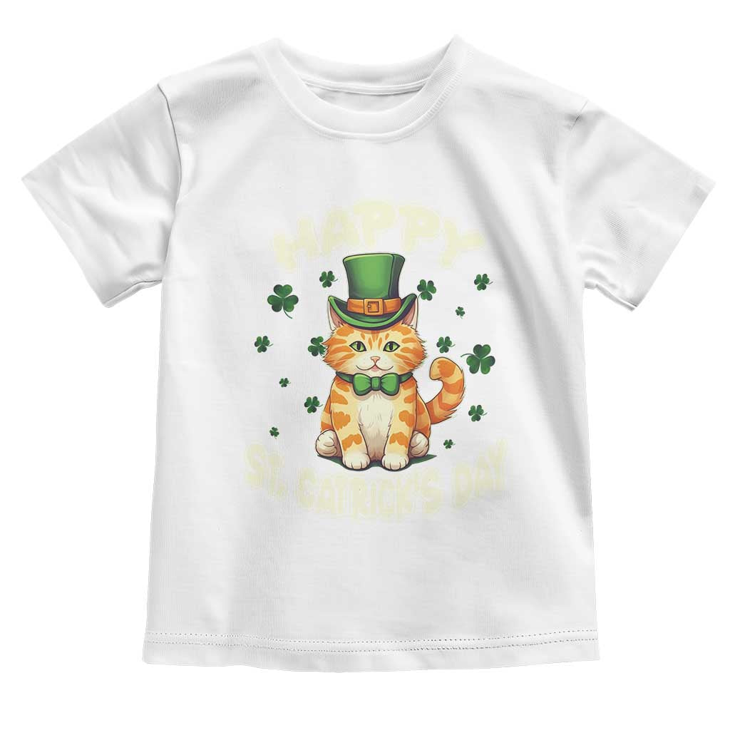 St Patrick's Day Toddler T Shirt Happy St.Catrick's Lucky Cat Shamrock Cute Kitty TS09 White Print Your Wear